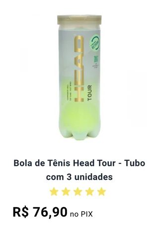 Tubo de bolas de tênis por R$ 76,90